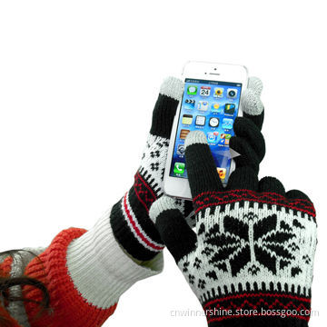 Gloves With Winter Warm Snowflake, 3-fingers Touch Screen for Smartphone iPod Tablet, OEM Customized